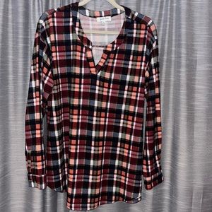 Grace & Lace Plaid Henley sz L